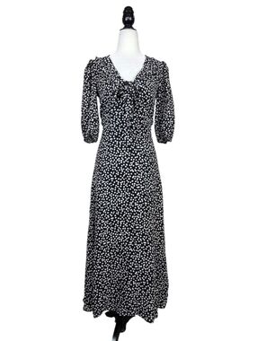 Reformation  Polka Dot ruffle and Tie front Midi Dress BNWOT